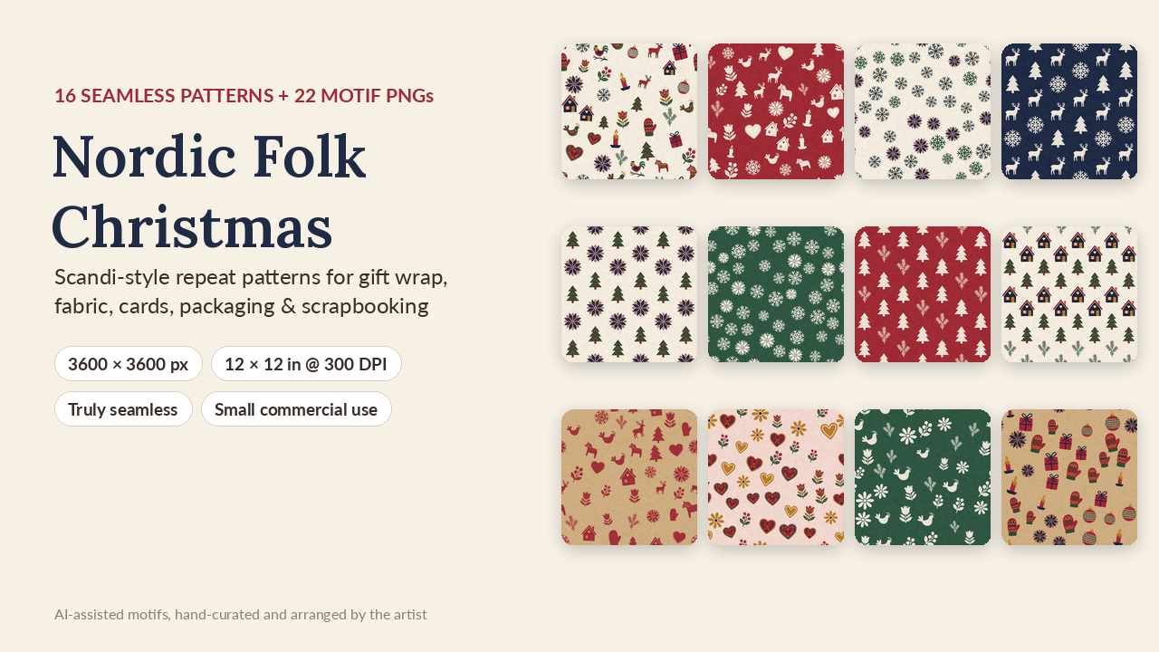 Nordic Folk Christmas Seamless Patterns cover
