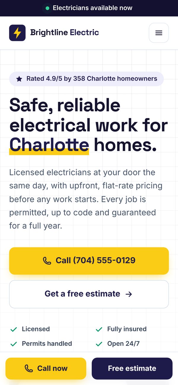 Electrician One-Page Website Template preview 2