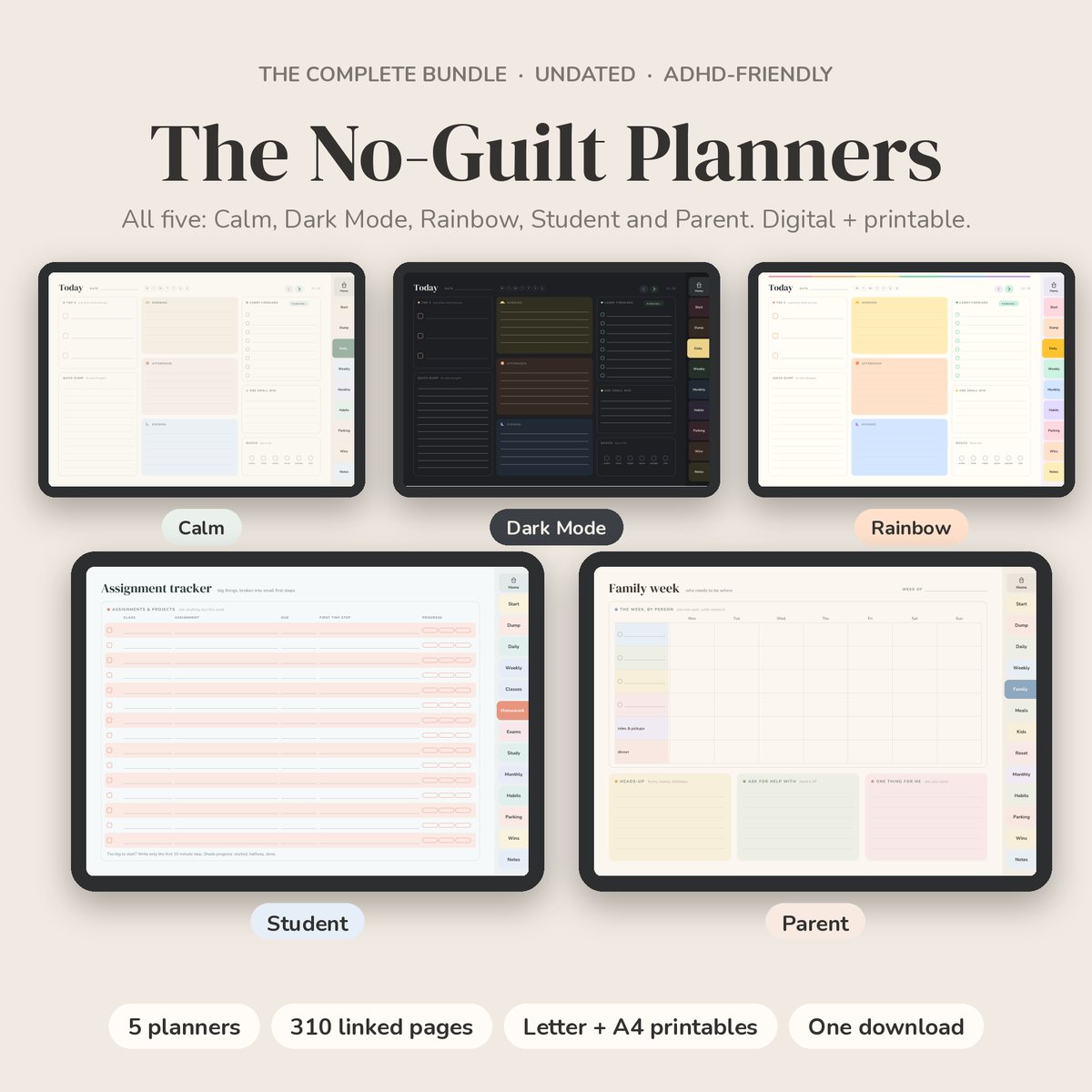 No-Guilt ADHD Planner Complete Bundle preview 1