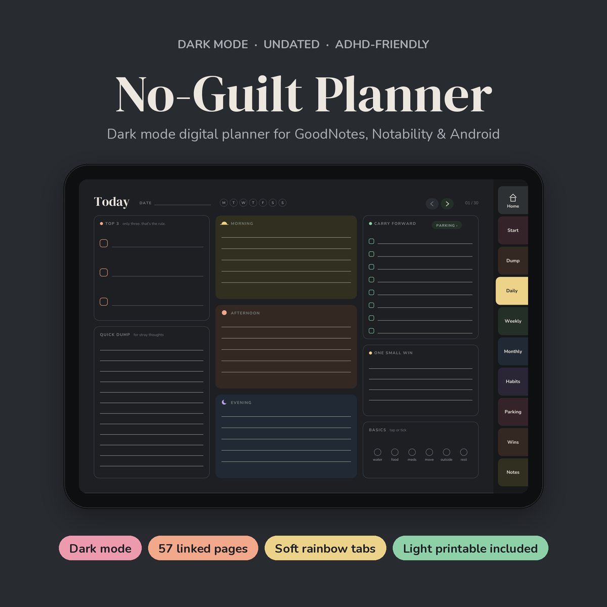 No-Guilt ADHD Planner, Dark Mode preview 1
