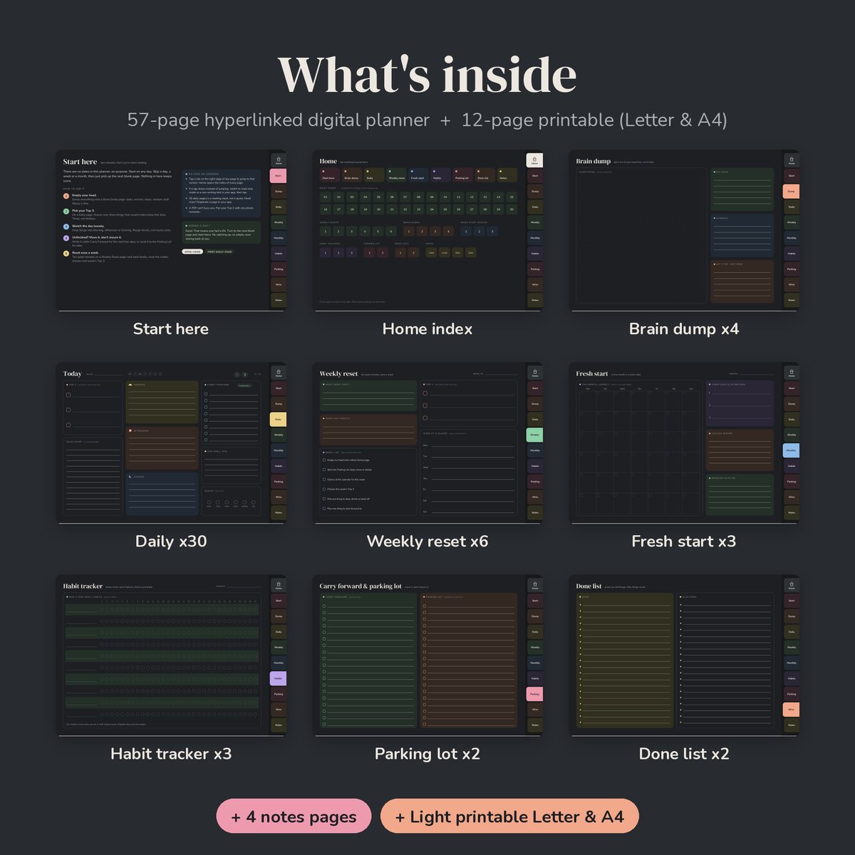 No-Guilt ADHD Planner, Dark Mode preview 3