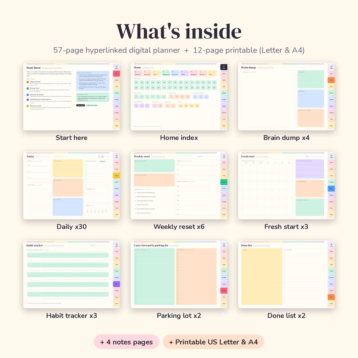 No-Guilt ADHD Planner, Rainbow Edition preview 3