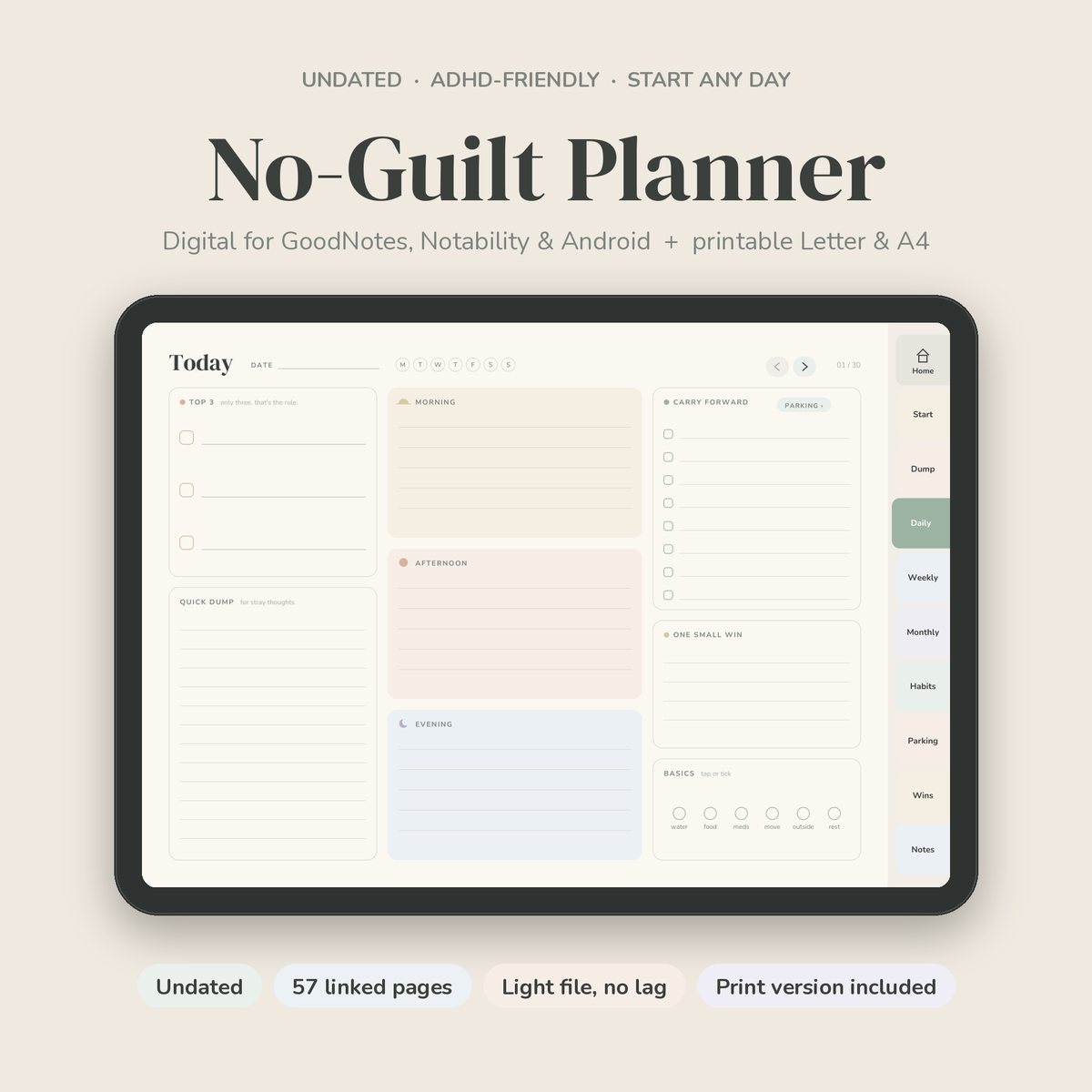 No-Guilt Undated ADHD Planner preview 1