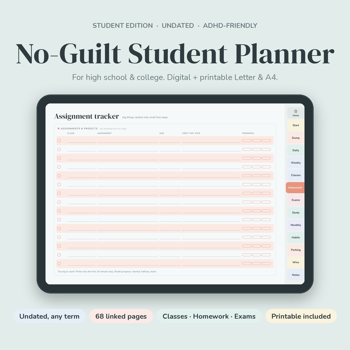 No-Guilt ADHD Student Planner preview 1