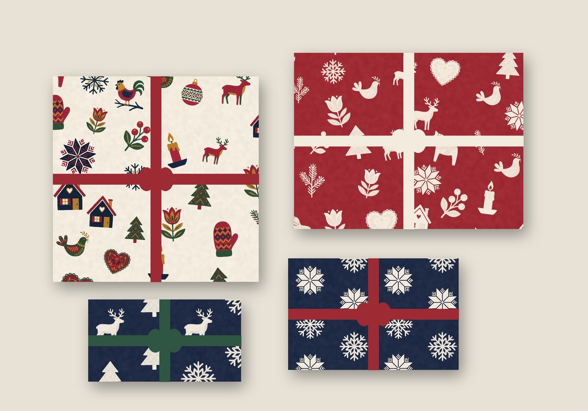 Nordic Folk Christmas Seamless Patterns preview 1