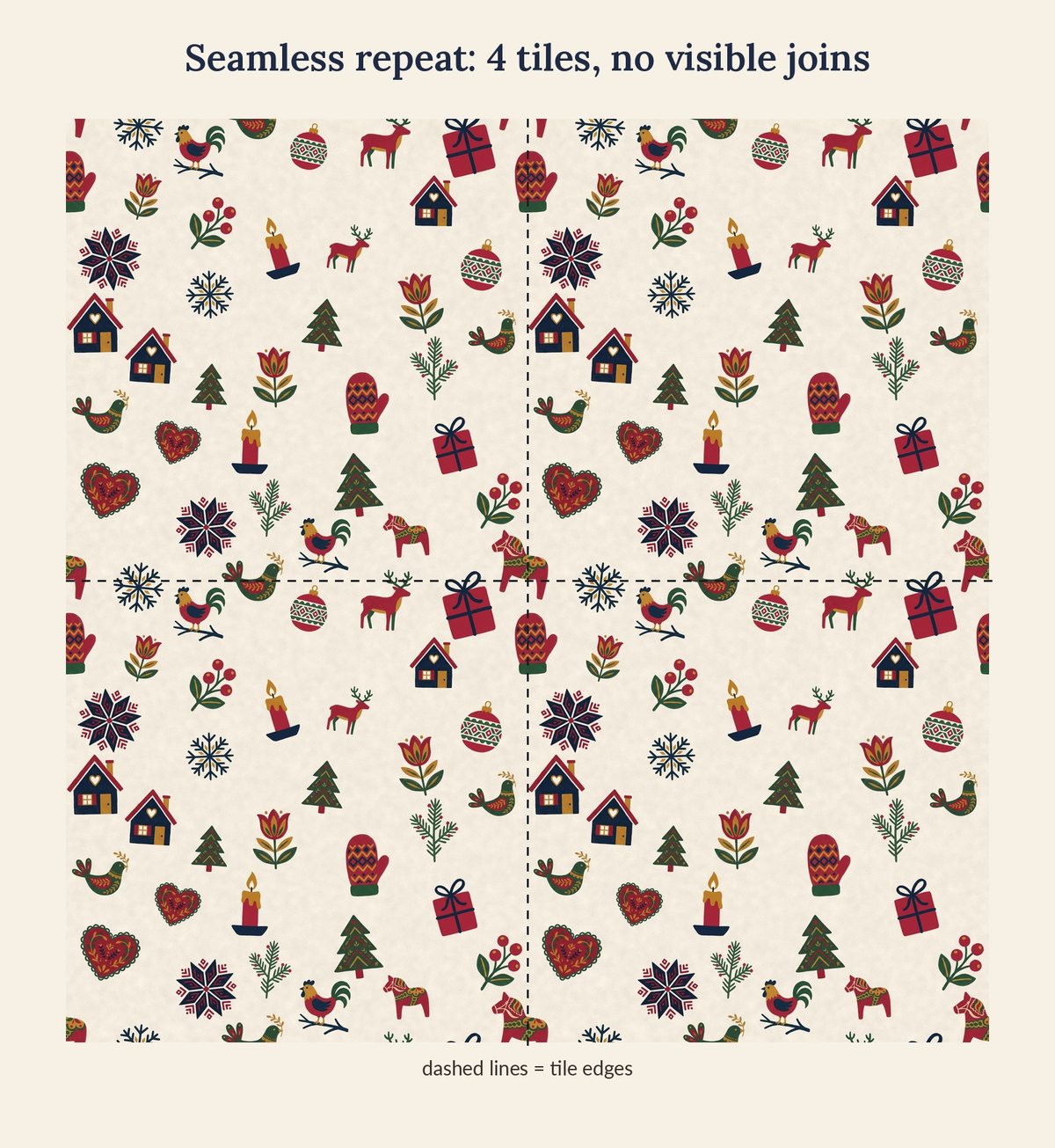 Nordic Folk Christmas Seamless Patterns preview 2