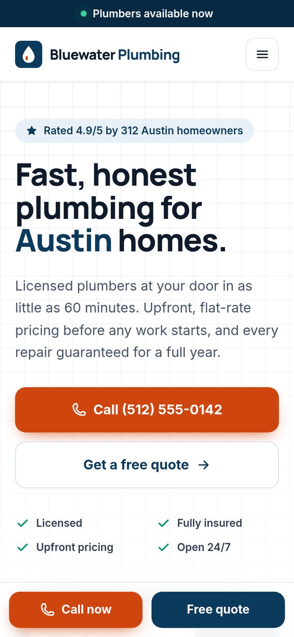 Plumber One-Page Website Template preview 2