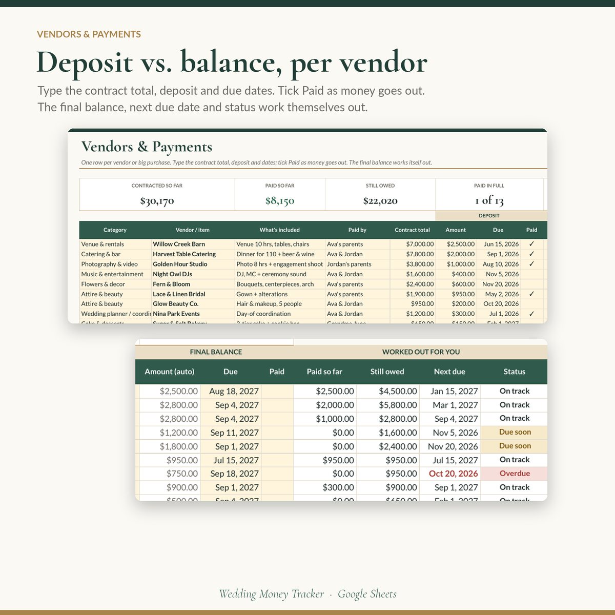Wedding Money Tracker preview 3