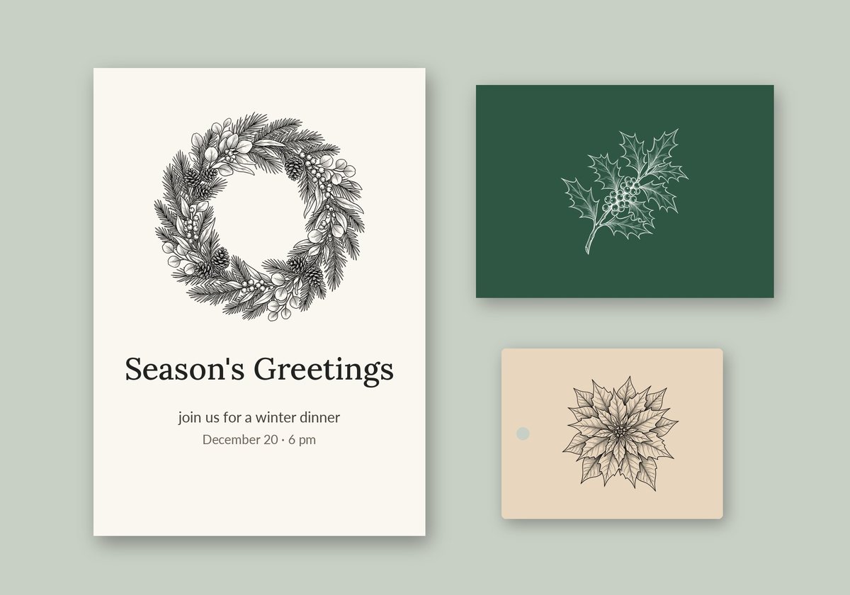Winter Botanical Line Art preview 1