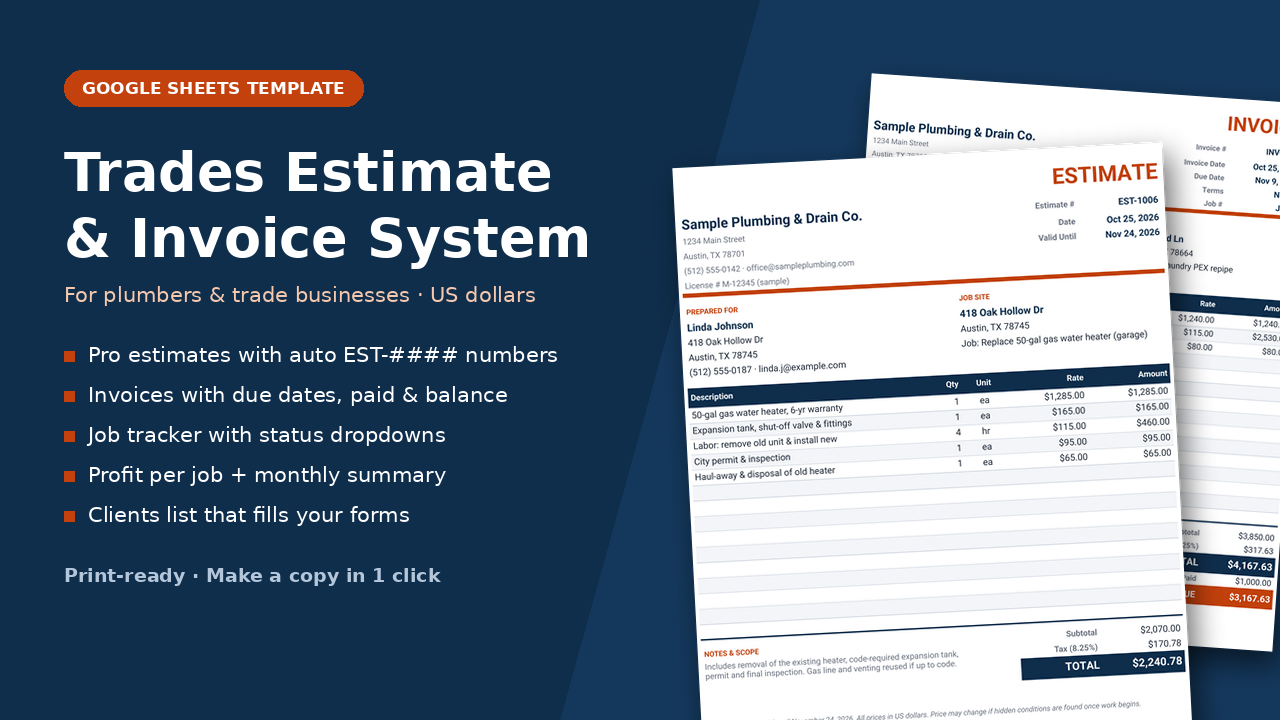 Trades Estimate & Invoice System cover