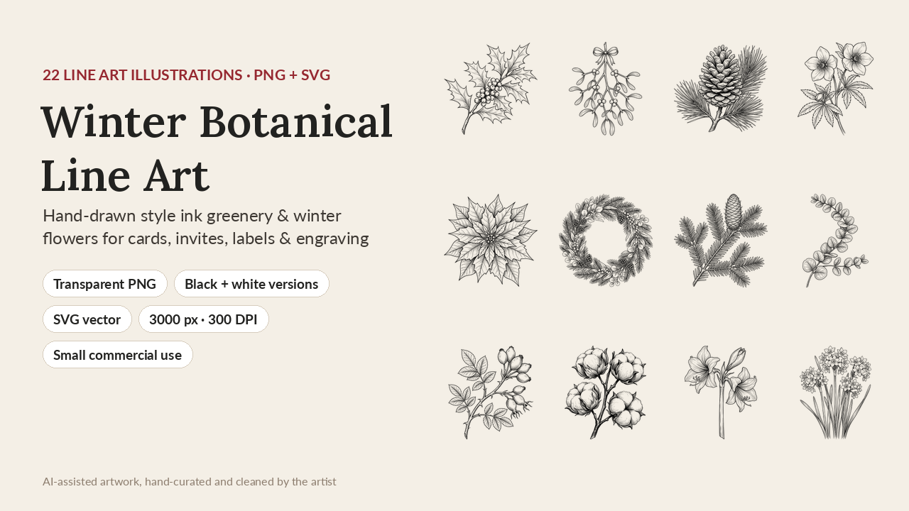 Winter Botanical Line Art cover